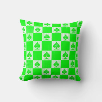 Queen of Spades Throw Pillow Green Checkers QoS