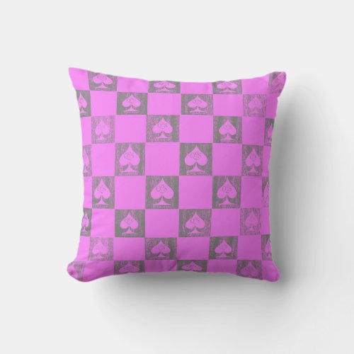 Queen of Spades Throw Pillow Pink Age Checkers QoS
