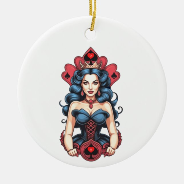 Queen of Spades Thunder_Cove Ceramic Ornament (Front)