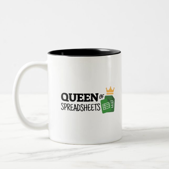 Queen of spreadsheets Two-Tone coffee mug (Left)