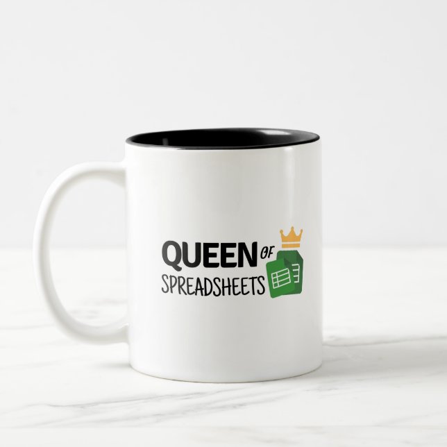 Queen of spreadsheets Two-Tone coffee mug (Left)