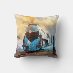 Queen of Steam J 611 Norfolk & Western Steam Train Throw Pillow