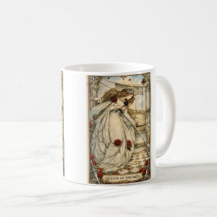 Queen of Swords Tarot Card Art Nouveau Vintage Coffee Mug