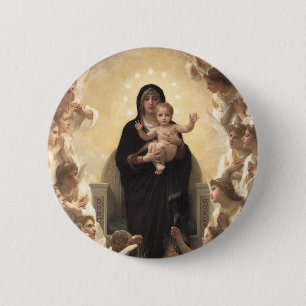 Queen of the Angels Regina Angelorum by Bouguereau Pinback Button