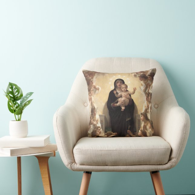 Queen of the Angels Regina Angelorum by Bouguereau Throw Pillow (Chair)