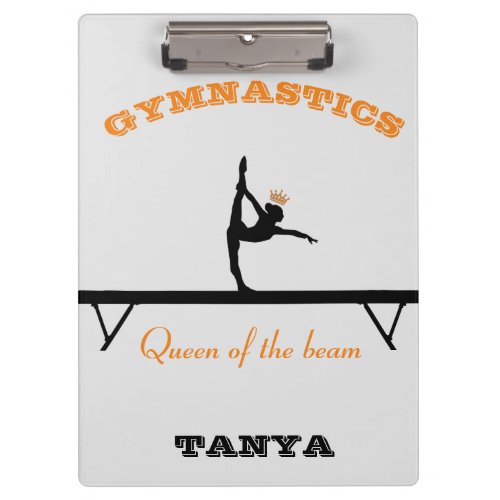 Queen of the Beam Gymnastics Crown Clipboard
