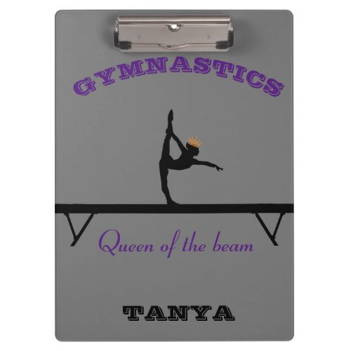 Queen of the Beam Gymnastics Crown   Clipboard