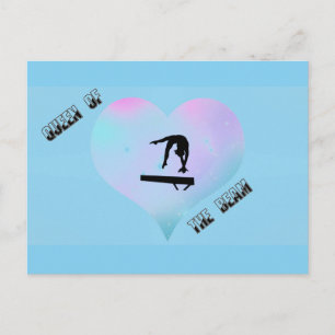 Queen of the Beam Gymnastics Postcard Blue