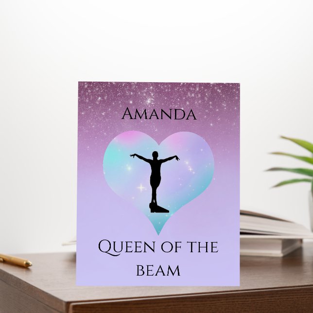 Queen Of The Beam Gymnastics Purple Ombre Glitter Foam Board (In Situ (Office))