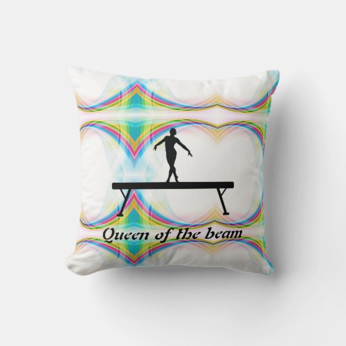 Queen of the Beam Personalized Gymnastics Throw Pillow