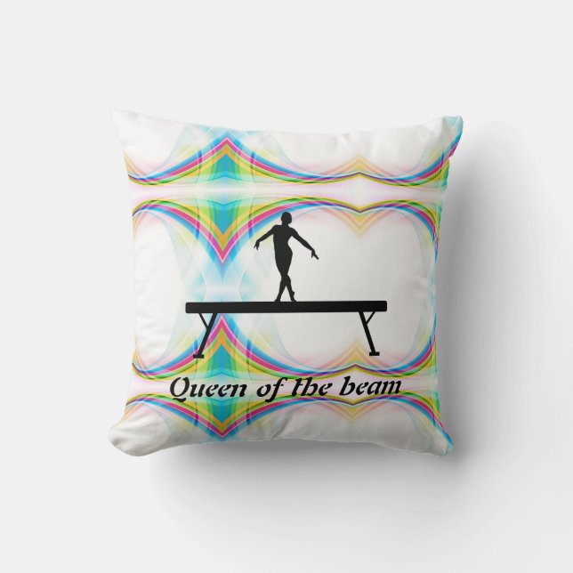 Queen of the Beam Personalized Gymnastics Throw Pillow (Front)