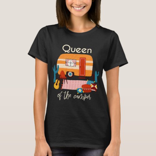 Queen Of The Camper Caravan Forest Camper Women Ca T_Shirt