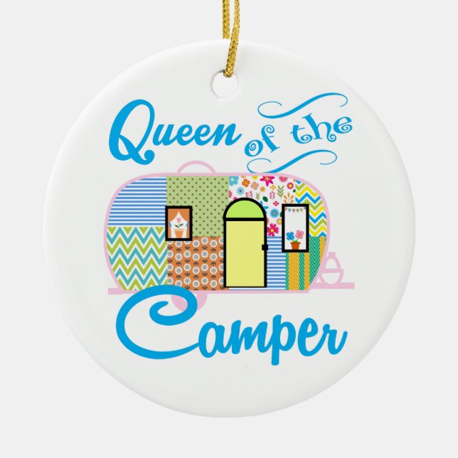 Queen of the Camper Ceramic Ornament (Front)