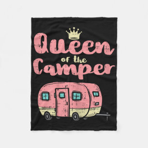 Queen Of The Camper Cute Camping Van Camp Trailer  Fleece Blanket