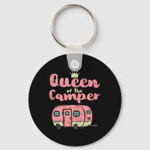 Queen Of The Camper Cute Camping Van Camp Trailer Keychain