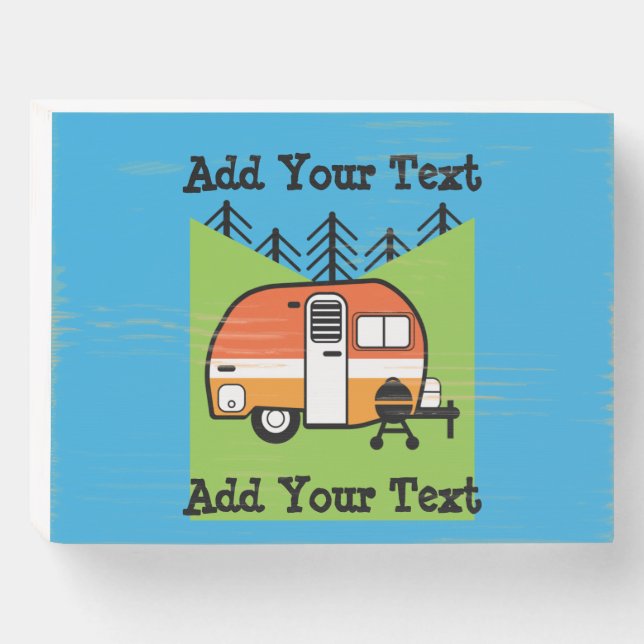 Queen of the Camper - Funny Camping RV Caravan Doo Wooden Box Sign (Front Horizontal)