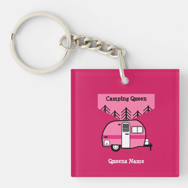 Queen of the Camper - Funny Camping RV Caravan Keychain (Front)