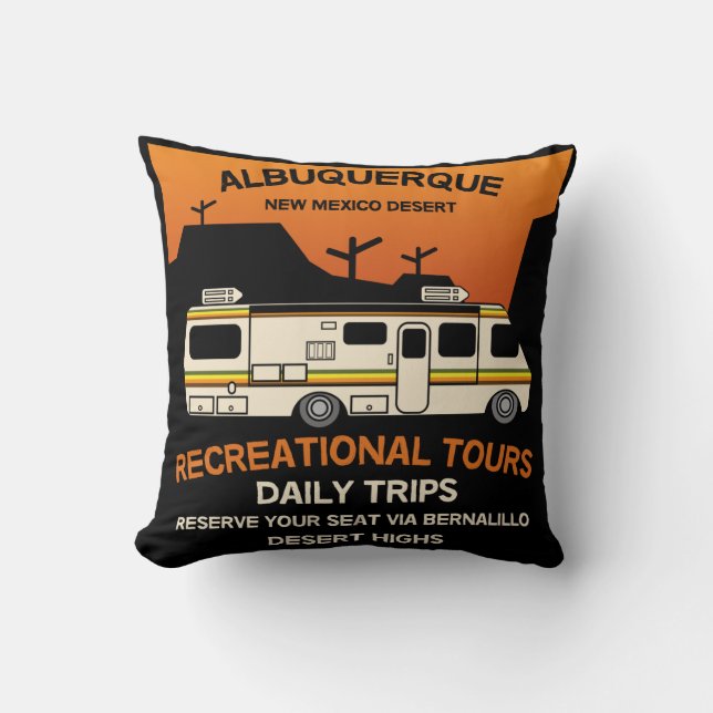Queen of the Camper - Funny Camping RV Caravan Throw Pillow (Front)