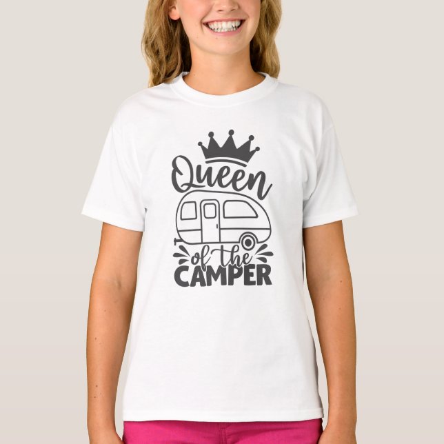 Queen Of The Camper Funny Quote Camping Saying T-Shirt (Front)