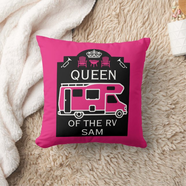 Queen Of The Camper RV Throw Pillow (Blanket)