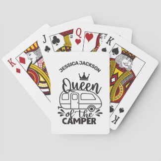 Queen Of The Camper w/ crown & name camping lover Playing Cards