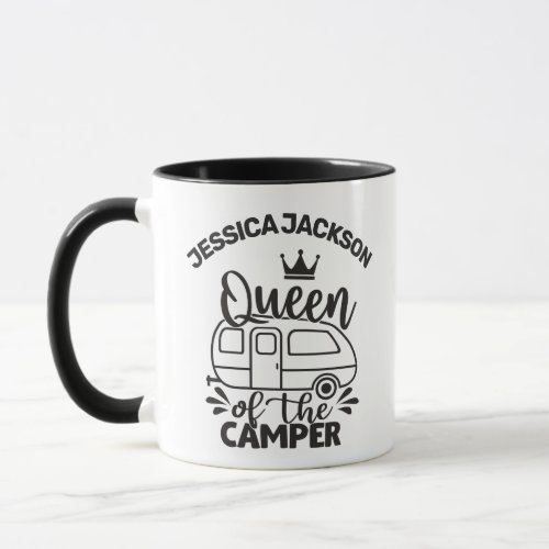 Queen Of The Camper w crown trailer custom name Mug