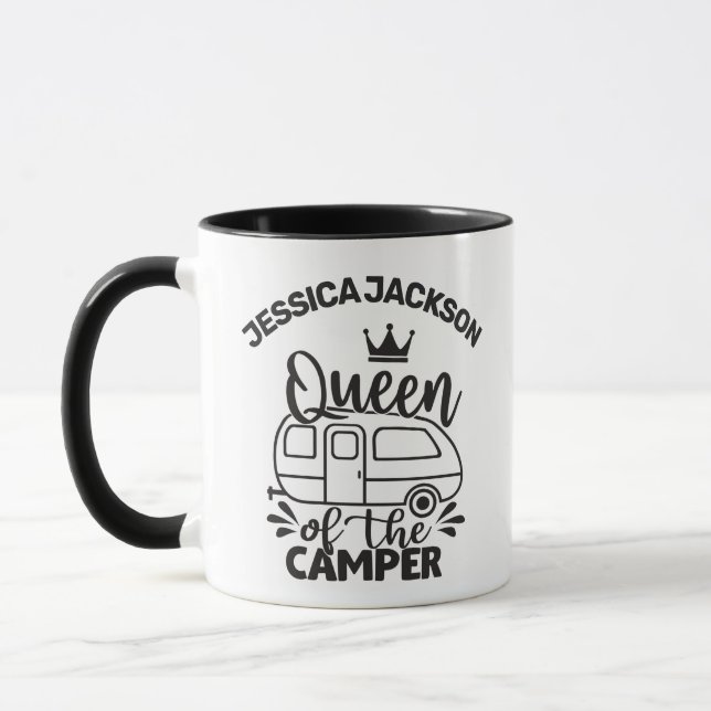 Queen Of The Camper w/ crown, trailer, custom name Mug (Left)