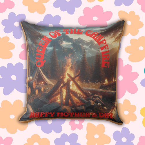 Queen of the Campfire Mothers Day  Outdoor Pillow