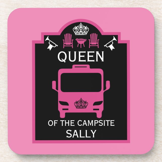 Queen Of The Campsite Beverage Coaster (Front)