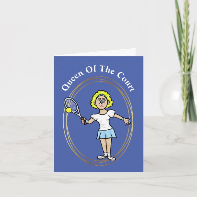 Queen of The Court Female Tennis Player Card (Front)