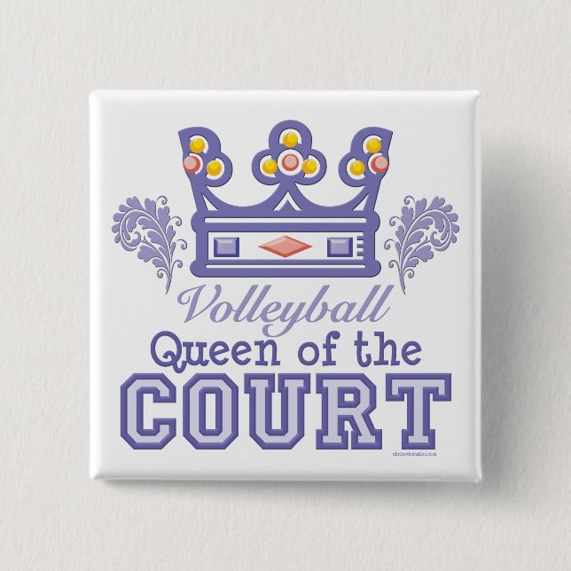 Queen of the Court Volleyball Button (Front)