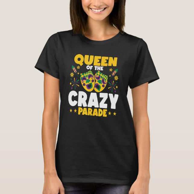 Queen Of The Crazy Parade Beads Bling Joker Jester T-Shirt (Front)