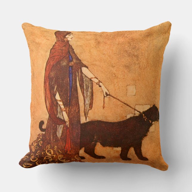 Queen of the Ebony Isles Edmund Dulac Fine Art Throw Pillow (Front)