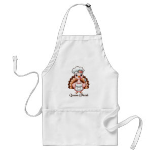 Queen of the Feast - Funny Thanksgiving Turkey Art Adult Apron