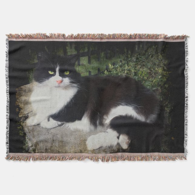 Queen of the Garden Cat Throw Blanket (Front)