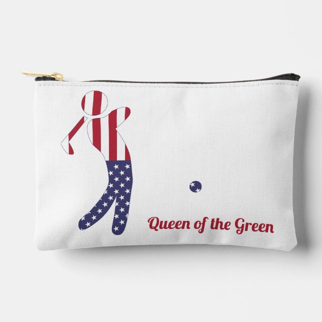 Queen of the Green | American Flag Golf Player Accessory Pouch (Front)