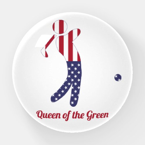 Queen of the Green  American Flag Golfer Paperweight