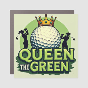 Queen of the Green: Crowned Golf Ball Art Car Magnet