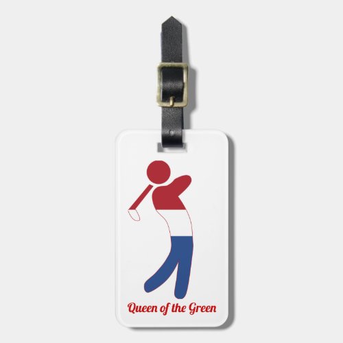 Queen of the Green  Dutch Flag Golf Player Luggage Tag