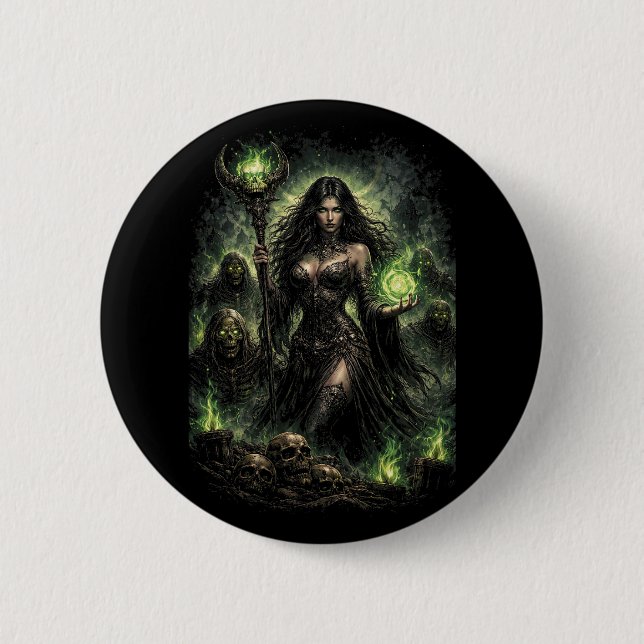 Queen of the Green Flame Button (Front)