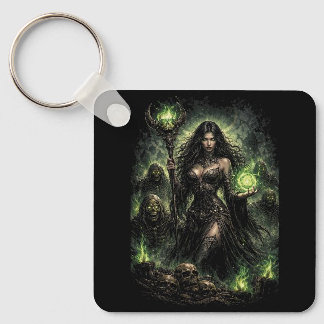Queen of the Green Flame Keychain (Front)