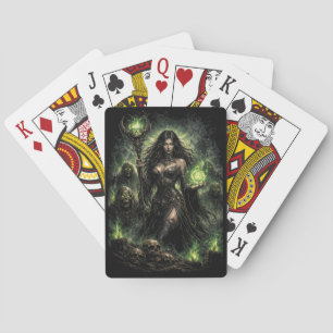 Queen of the Green Flame Poker Cards
