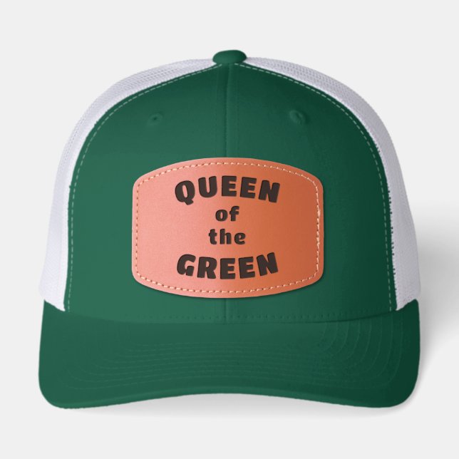 Queen of the Green Funny Golf Leather Patch Hat (Front)