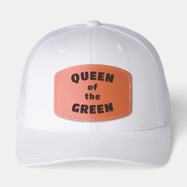 Queen of the Green Funny Golf Leather Patch Hat (Front)