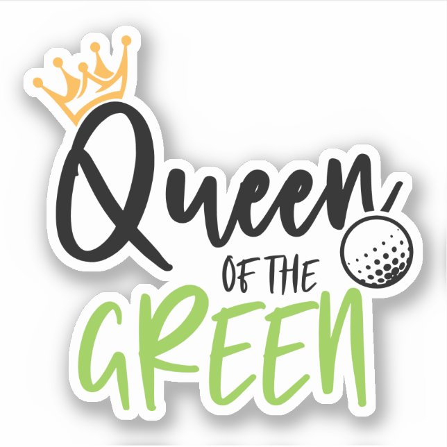 Queen Of The Green Golf Gift Sticker (Front)