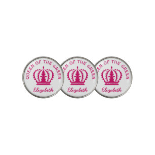Queen of the Green Hot Pink Crown Golf Ball Marker