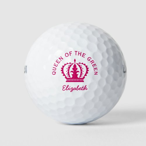 Queen of the Green Hot Pink Crown Golf Balls