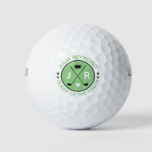 Queen of the Green monogram golfer sage Golf Balls