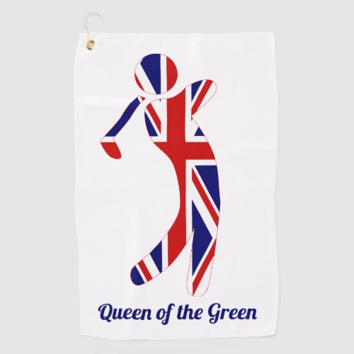 Queen of the Green  Union Jack Golf Player Golf Towel