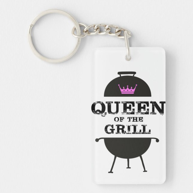 Queen Of The Grill, Black Pink Crown Keychain (Front)